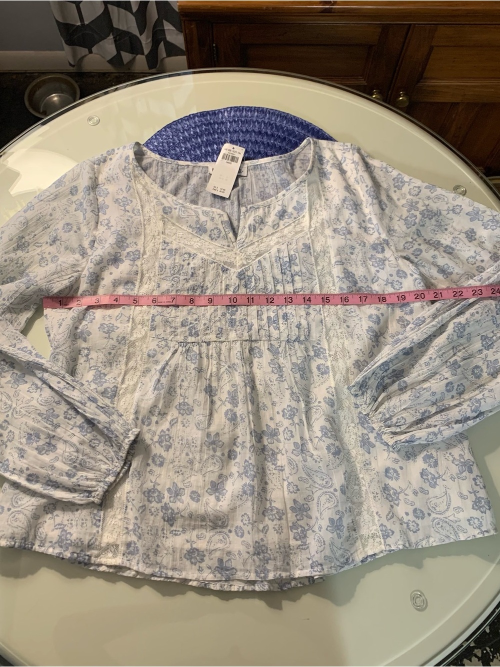 Hollister Light Blue Floral Peasant Top - NWT L